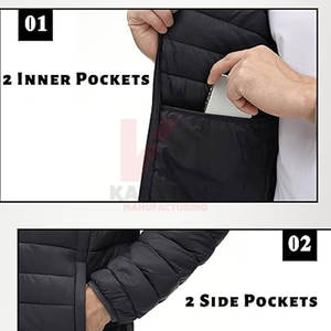 Chaqueta acolchada ligera para hombre con capucha, resistente al agua, a prueba de viento, acolchada, aislada, OEM, color personalizado y diseño para exteriores - Product Image 5