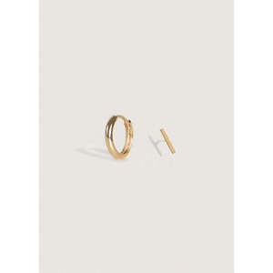 Geometric Micro Bar Stud Petite <b>Huggie</b> Hoop Earring Stack Trendy Copper Brass Rhodium for Party Gift Featuring Diamond Pearl - Product Image 1