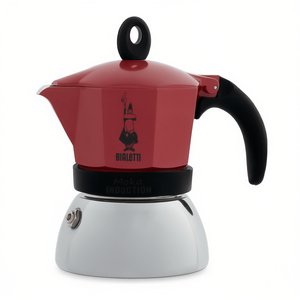 Cafetière Moka à induction en aluminium 4 tasses, chromée et rouge 0006944 NP – Cafetières Moka élégantes - Product Image 2
