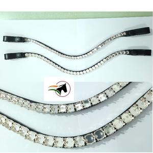 Bandeau de tête en cuir plat et fin avec cadre de chaîne à anneaux vides pour cristaux, facile à changer, boucle à clipser, équipement équestre, bricolage - Product Image 2