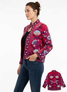 Chaqueta Suzani para Mujer, Otoño, Tejida, de Terciopelo, Elegante, Manga Larga, Informal, Abrigo de Moda Texturizado - Product Image 3