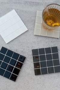 Checkerboard <b>Glass</b> <b>Mosaic</b> <b>Tile</b> Coasters Drink Mat Table Protector Coffee Cup Pad Mug Holder Heat Insulation Kitchen Barware Item - Product Image 2