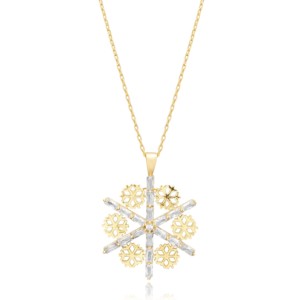 Collier pendentif artisanal en forme de flocon de neige avec pierre CZ Baguette, bijoux en argent 925 turc en gros - Product Image 4