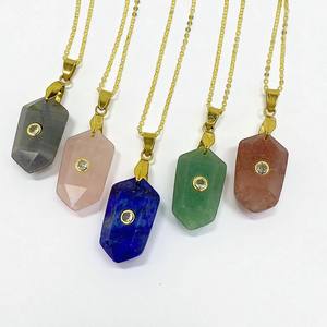 925 Sterling Silver <b>Christian</b> Hexagon Inlay Rose Quartz Gemstone Pendant <b>Necklace</b>-Trendy Handmade Unisex Charm <b>Necklace</b> - Product Image 4