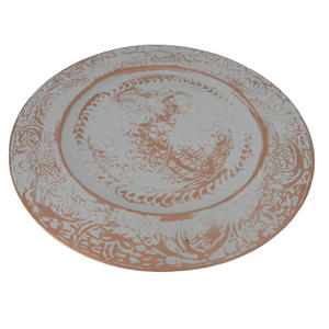 Assiette ronde en métal à patine grise pour la décoration de la maison et de l'hôtel, assiettes de service faites à la main - Product Image 2