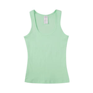 100% Cotton Custom Logo Casual Women Crew Neck Basic Solid Slim Knitted Quick Dry Eco-Friendly Tank Top - Product Image 4