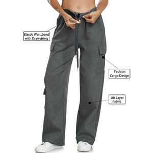 กางเกงวอร์มเอวยางยืดกันลมด้านหน้าแบนสำหรับผู้หญิงกางเกงผ้าคอตตอนลายนูนพิมพ์โลโก้ตามสั่ง2025 - Product Image 6