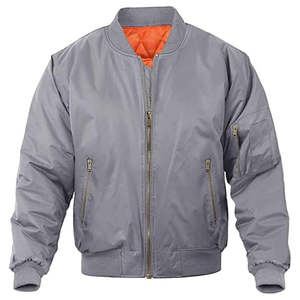 Blouson aviateur réversible en toile bleu ciel pour homme, fermeture éclair, automne-hiver, décontracté, personnalisable avec logo frontal, teinture unie - Product Image 1