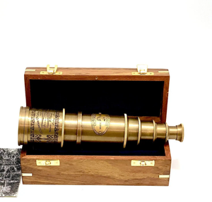Telescopio Pirata Victoriano Naval Extensible de Moda con Hermosa Caja de Madera Grabada con Ancla Pulida, el Mejor Artículo para Regalo - Product Image 1