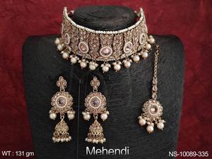 Bijoux traditionnels de créateur, ensembles de bijoux de fête, accessoires de bijoux, colliers ras du cou antiques - Product Image 3