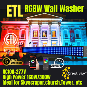 Lámpara de Pared LED RGBW DMX512 con Certificación ETL, Resistente al Agua IP67, RGBW 100W 120W 160W 200W 300W para Estadios, Puentes, Hoteles y Fachadas - Product Image 5