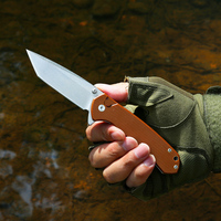 Couteau pliant EDC, lame en acier D2 dépoli, manche en G10, couteau de poche, couteau tactique de survie pour le camping en plein air