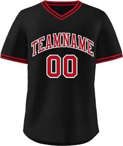 Maillot de baseball personnalisé 100% polyester à col en V unisexe de haute qualité respirant antibactérien à séchage rapide brodé sur mesure - Product Image 1