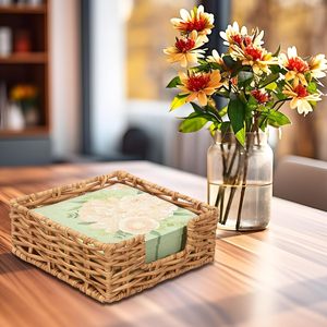 Porte-mouchoirs vintage en rotin naturel écologique de haute qualité, panier de rangement personnalisé avec logo couleur pour la décoration intérieure - Product Image 2