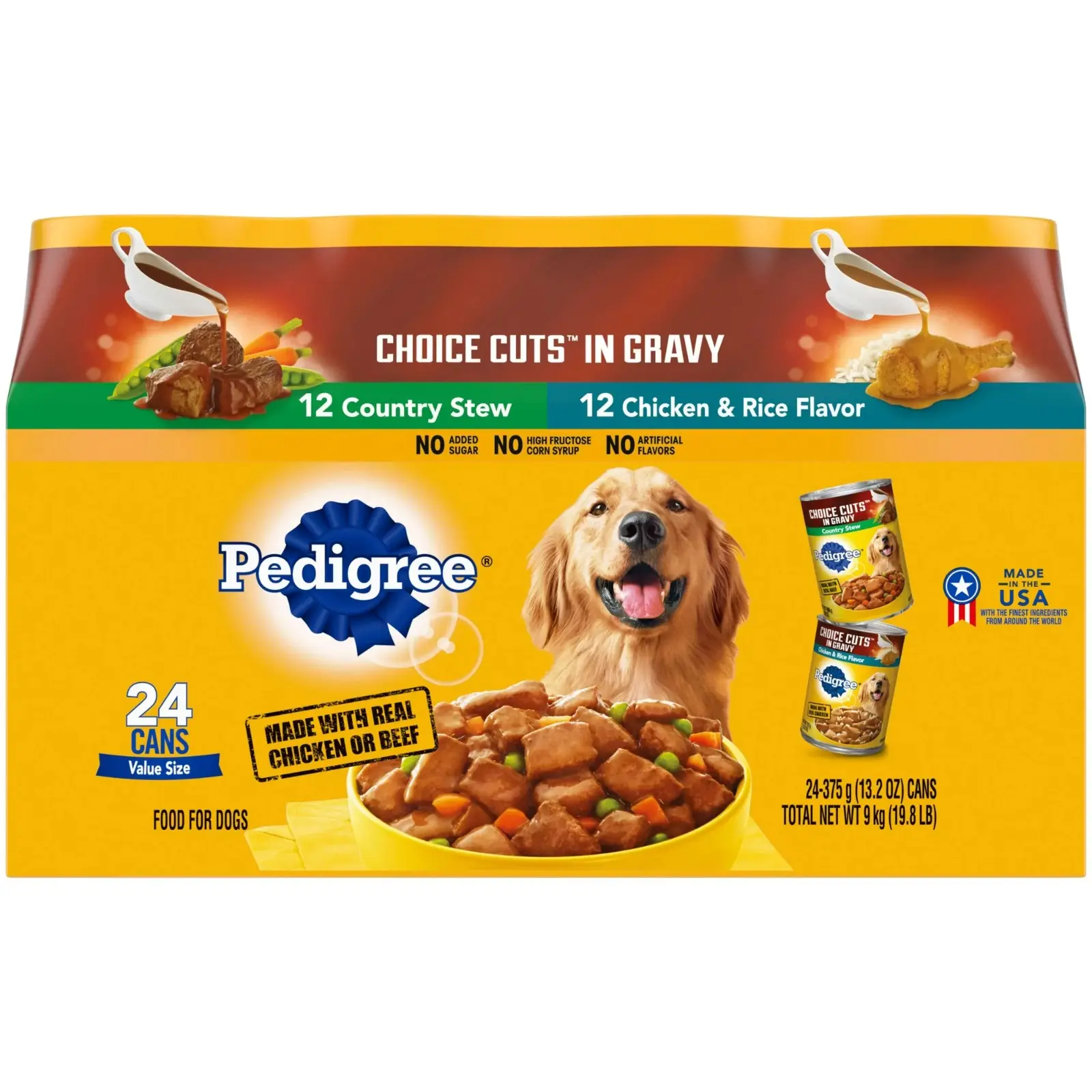 PEDIGREE CHOICE Cuts in Gravy Stew, Chicken & Rice Wet Dog Food Variety Pack, (24) 13.2 oz. Cans
