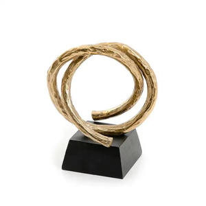 Escultura de hoja de metal chapada en plata con estilo con base negra para sala de estar, hogar y oficina, escultura de Decoración de mesa - Product Image 5