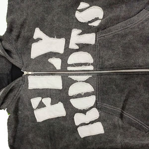 2024 nuevo estilo de ropa de calle de alta calidad térmica hombres desgastado bordado Sudadera con capucha gran oferta diseño de tendencia hombres desgastado Sudadera con capucha - Product Image 3