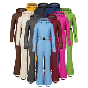 ชุดสกีแบบสองชิ้นขายดีที่สุด พร้อมปักโลโก้ตามสั่ง พิมพ์ลาย ชุดสกีแบบมีฮู้ด ปิดด้วยหัวเข็มขัด ชุดสกีแบบขาบาน - Product Image 2