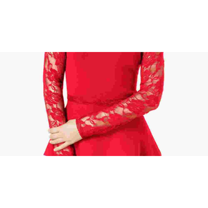 INC International Concepts Top in maglia con peplum in pizzo da donna rosso - Disponibile nelle taglie Petite e Large - Product Image 3