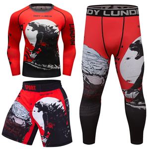 E Custom Printed <b>Mens</b> <b>Long</b> Sleeve BJJ MMA Rash Guard <b>Mens</b> Compression Tights T Shirt+leggings+<b>shorts</b> Set - Product Image 2