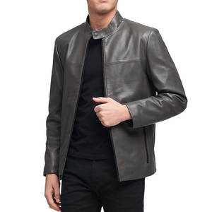 Veste en cuir d'hiver OEM de haute qualité personnalisable pour hommes Style vintage Toile lisse imperméable Veste tendance pour hommes - Product Image 4