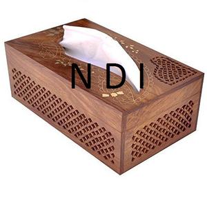 Boîte de rangement portable en bois au design attrayant pour serviettes de table, finition noyer, idéale pour le Nouvel An et Noël - Product Image 1