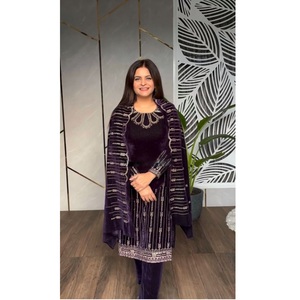 Latest Designer Maruti Fashion Heavy Viscose Velvet Women's Party/Wedding Wear Indian Pakistani Embroidery Sequence <b>Kurti</b> - Product Image 1