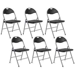 เก้าอี้พีวีซีสีดำ6ตัวขนาด44x48x78ซม. พับได้พร้อมกรอบโลหะสำหรับใช้ในร้านอาหาร - Product Image 1