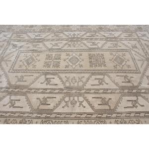 8.6x12.6 ft Rug, Turkish Vintage Rug, <b>Brown</b> Gray Striped <b>Wool</b> Rug - Product Image 4