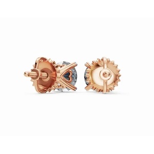 Boucles d'oreilles solitaires exclusives en or 14 carats, éclat cosmique de la radiance, taille ronde, bijoux cultivés en laboratoire, vente en gros, fournisseur OEM - Product Image 3