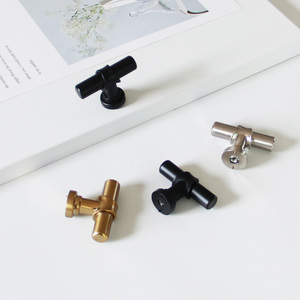 Poignée moderne en T pour tiroirs de cuisine Armoires de salle de bain Armoires Commodes Commodes Base en alliage de zinc Bouton en T en fer pour chambre à coucher et salon - Product Image 4