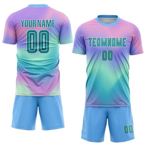 ชุดเสื้อฟุตบอลสีน้ำเงินดีไซน์ใหม่ปี 2026 สำหรับผู้ชาย แขนสั้นและแขนยาว คอกลม พิมพ์ลายแบบ Sublimation ระบายเหงื่อได้ดี - Product Image 1