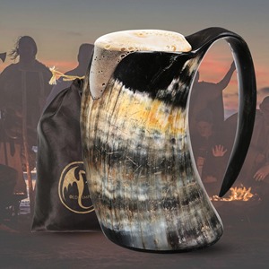 Tasses en céramique finies à la main en corne de buffle de haute qualité pour les cadeaux de bière de café-vente en gros de style Viking naturel - Product Image 4