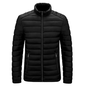 Chaqueta acolchada con cremallera de invierno de tela de burbuja de color sólido - Product Image 1