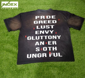 T-shirts délavés à l'acide de grande taille pour hommes de haute qualité 100% coton épais en détresse soleil fané pour peigné personnalisable - Product Image 5