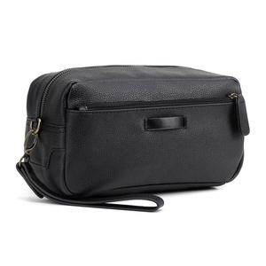 High Quality Fashion <b>Men</b> Travel Bag Wholesale LOGO Custom Leather <b>Pouch</b> <b>Men</b> Cosmetic Bag PU Zipper Wash Bag - Product Image 1