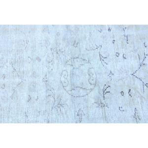 Tapis turc vintage 3,9x3,9 pieds, tapis rond, tapis en laine blanc gris à motifs floraux - Product Image 5