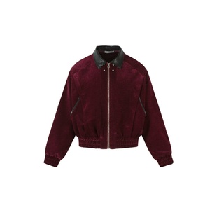 Blouson universitaire coupe-vent pour homme en polyester/coton tissé, col montant, fermeture éclair frontale, style automne urbain - Product Image 4