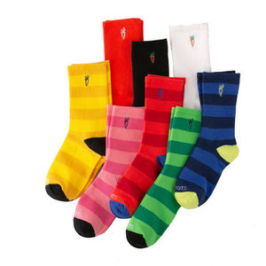 ODM multicolor lindo bordado Casual Crew calcetines rayas algodón Streetwear diseño personalizado de la fábrica de Vietnam - Product Image 1