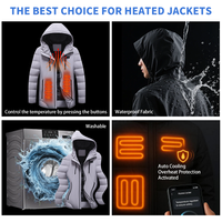 Veste chauffante rechargeable à double commande, 15 zones chauffantes, pour homme et femme, imperméable, manteau d'hiver avec plusieurs zones chauffantes, pour l'extérieur