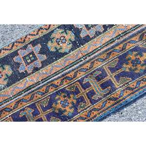 Tapis turc de grande surface Design patchwork vert bleu classique 1.6x3.5 pieds Laine Viscose Latex pour entrée couloir utilisation - Product Image 5