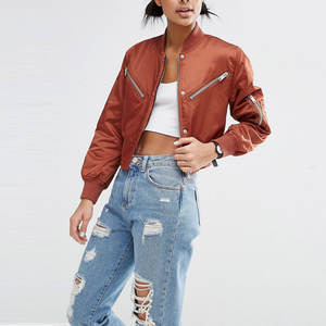 Blouson bomber court de haute qualité pour femmes, vente chaude, tendance, vêtements d'extérieur haut de gamme, blouson bomber court à fermeture éclair pour femmes - Product Image 4