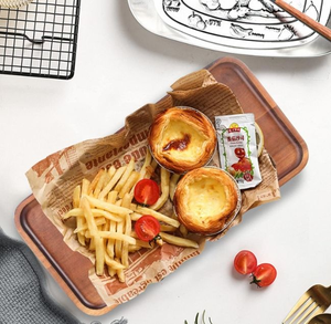 Grand plateau de service pliable en bois d'acacia, plateau en bois massif à un niveau pour la cuisine, le charcuterie, le rangement - Product Image 5