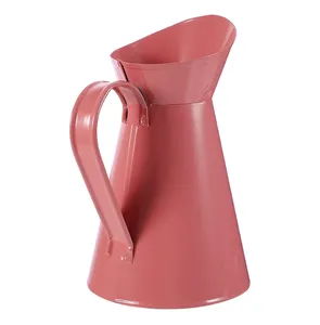 Metall-Kessel Vase Pflanzbecher Krug rosa Eisen-Blumentopf verzinkter Zinn-Blumenträger für Innendekoration