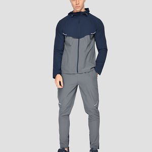 Veste en nylon avec fermeture éclair et logo personnalisé du fabricant vente en gros Ensemble de jogging 2 pièces Survêtement coupe-vent unisexe grande taille pour hommes - Product Image 1