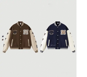 Nouvelle conception de veste bomber universitaire en laine/polyester à double boutonnage personnalisée - Product Image 3