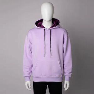 เสื้อสเวตเชิ้ตผู้ชายทรงปกติ ผ้าฝ้าย 100% กันน้ำ แบบสวมหัว ไหล่ตก ปักลายเรียบ สีพื้น มีกระเป๋า เหมาะสำหรับใส่ในฤดูหนาว - Product Image 6