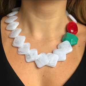 Trending Modern Design <b>Resin</b> Beaded <b>Necklace</b> Set Natural Pearl Link Trendy Style for Women's Party Occasions Fashion Jewelry - Product Image 1