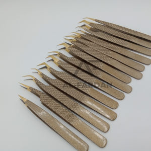 High Quality Full Set of Eyebrow Eyelash Tweezers <b>Light</b> Weight Lash Tweezers with <b>Pointed</b> Fiber Tip Stainless Steel Nano Tip - Product Image 1