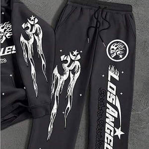 Men's Winter 2-Piece Print <b>Sweat</b> <b>Suits</b> the META WEAR Breathable Lined Customizable 100% Cotton Hoodie & Flared Sweatpants Set - Product Image 3